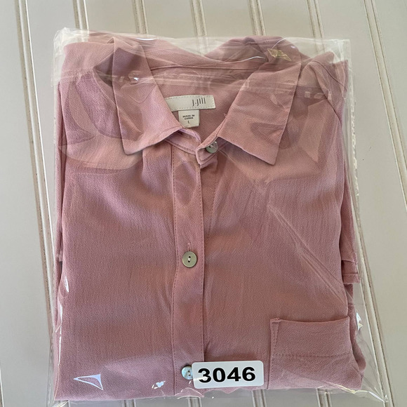 J.Jill Buttondown pink blouse size L Oversized - Picture 8 of 9